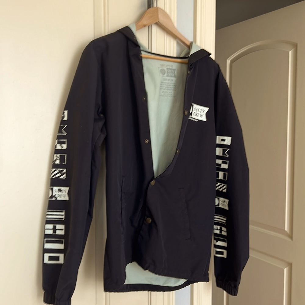 Salty Crew Black Hooded Windbreaker